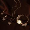 Women's Butterfly Watch Earrings Necklace Cute Stylish Waterproof Analog Quartz Watch Fashion Accessory for Women - Birthday Anniversary Mother's