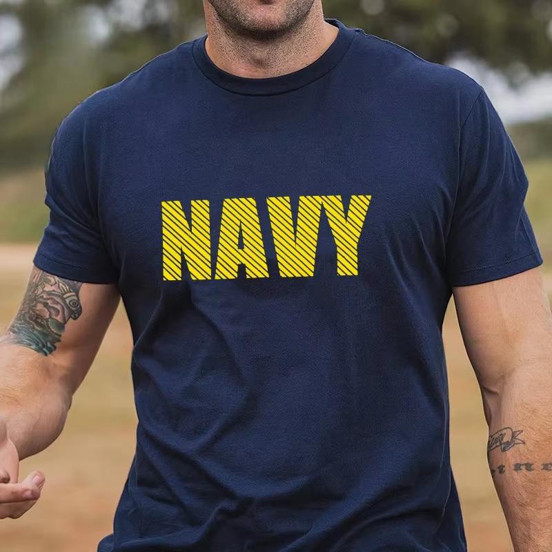 2025 nové léto nové téma US NAVY námořnický keprový design armádní fanoušci tričko s krátkým rukávem Pánské odolné oblečení potištěné tričko