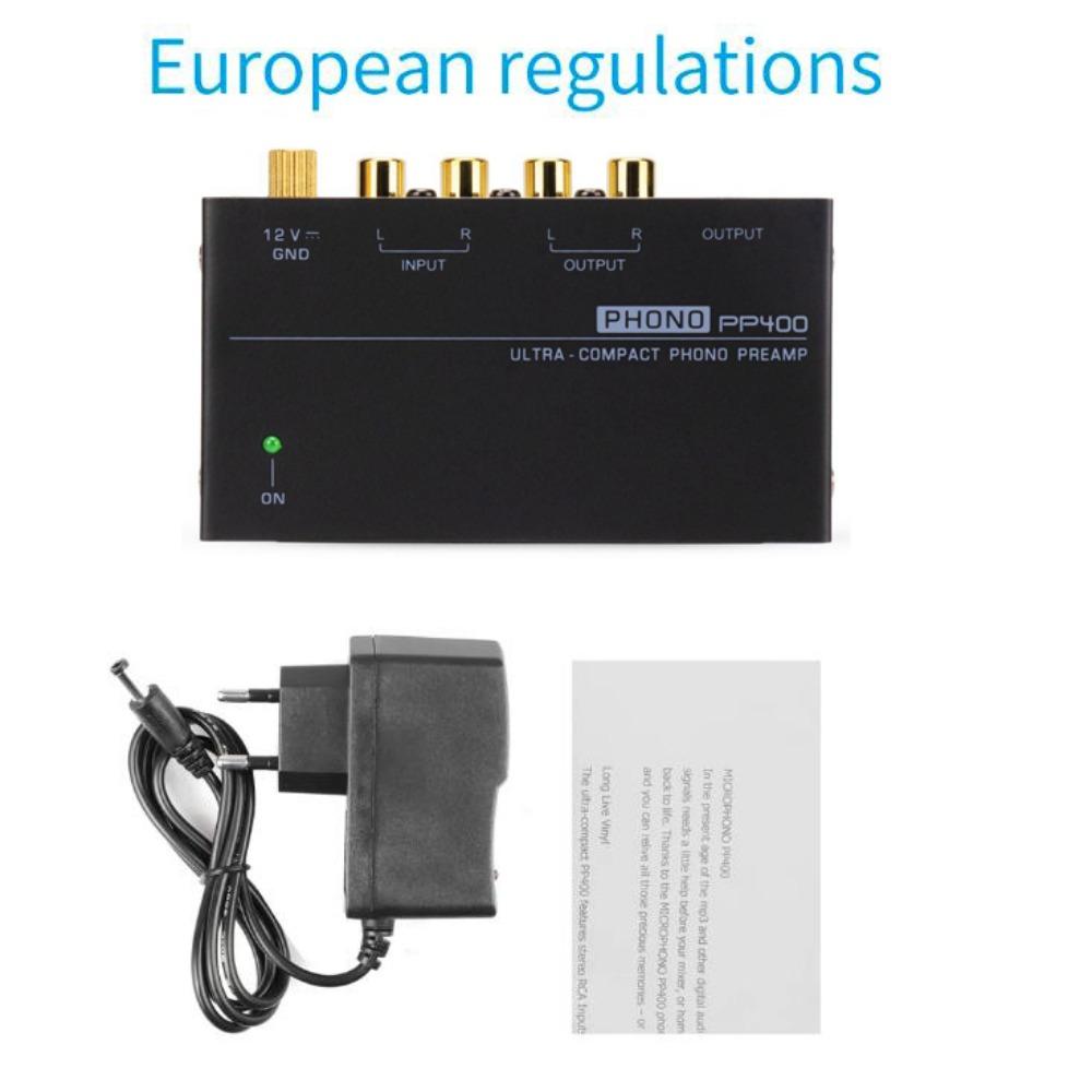 

С RCA 1/4 дюйма Поддержка TRS интерфейсов Предусилитель Черный Фонокорректор EU-PP400