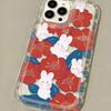 Cute Rabbit Colorful Flower Case for iPhone 17 16 15 14 13 12 11 Pro Max XR XS X 8 7  Shockproof Transparent Cover