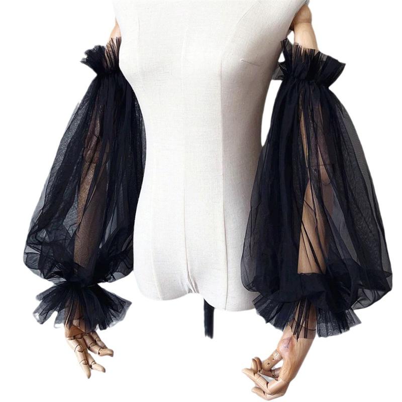 Långa bröllopsärmar Spets Semi-ren puffiga ärmar Tyll falska ärmar Elegant avtagbar ärm för bröllop Operafest Bröllopsklänning Accessoarer