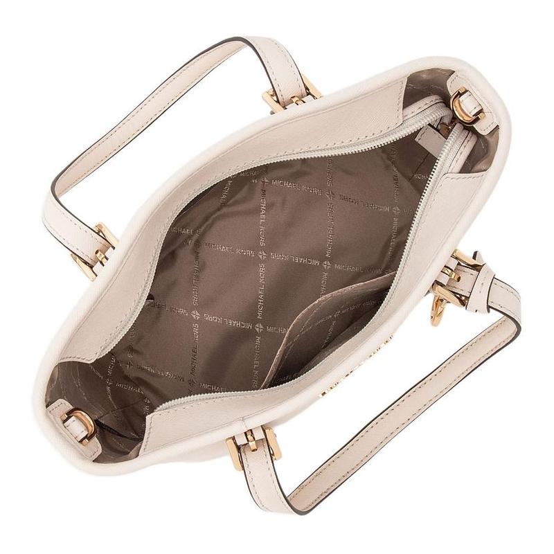 Michael Kors Jet Set Travel Brand Logo Adjustable Detachable Shoulder Strap Cowhide Tote Bag Tote Bag Shopping Bag Shoulder Handbag Mini Women's Cream