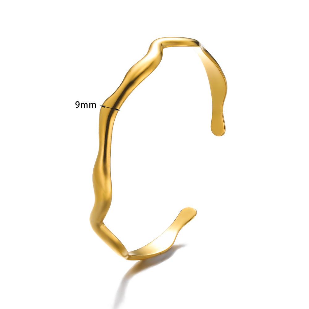 Stainless Steel Wave Open Bangle Bracelets for Women  Gold Color Irregular Cuff Bangles Trendy Aesthetic Jewelry Gift