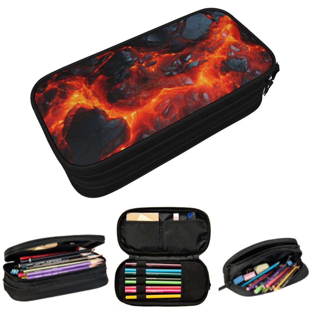 Magma Volcano Lava Fire Pencil Case for Boy Girl Gifts Pen Box Pencil Bag Stationery Supplies Pen Holder Bag