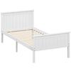 Bedframe 90 x 200 cm, eenpersoonsbed in massief hout met lattenbodem, hoofdbord en voetbord inbegrepen, eenvoudige montage, wit
