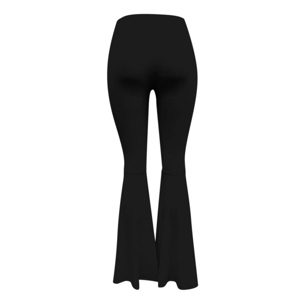 Calças femininas de cor sólida cintura elástica esporte estiramento flare correndo calças casuais