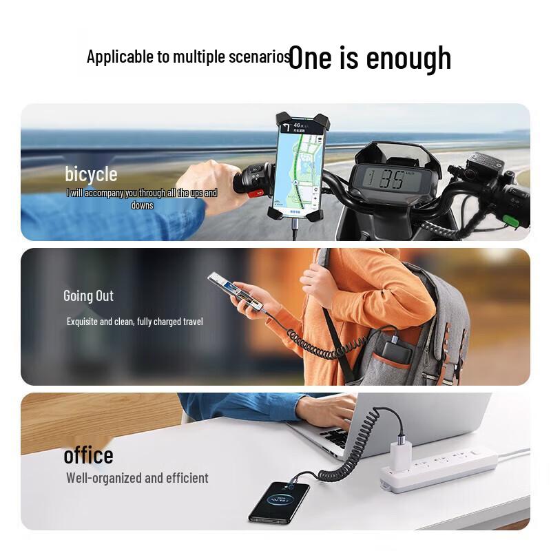 UGREEN Dual Type-C PD100W Coiled Car Charging Cable