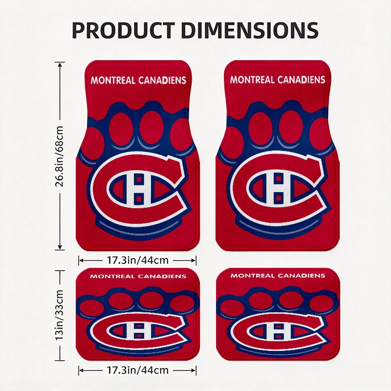 Montreal Canadiens pattern Black Car Floor Mats Full Coverage All-Season Car Mats, XPE Non-Slip And Wear-Resistant Mats Suitable for SUV Interiors, T