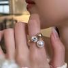 French zircon irregular pearl open ring simple fashion index finger ring temperament jewelry women