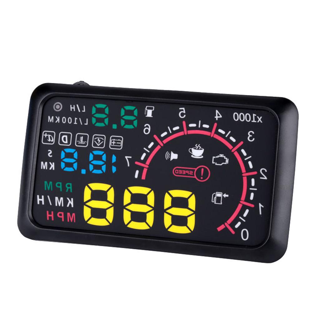 Araba HUD Head Up Display 5.5 "KM/saat ve MPH Hız Uyarısı OBD2 Arayüzü Ön Cam Projektörü