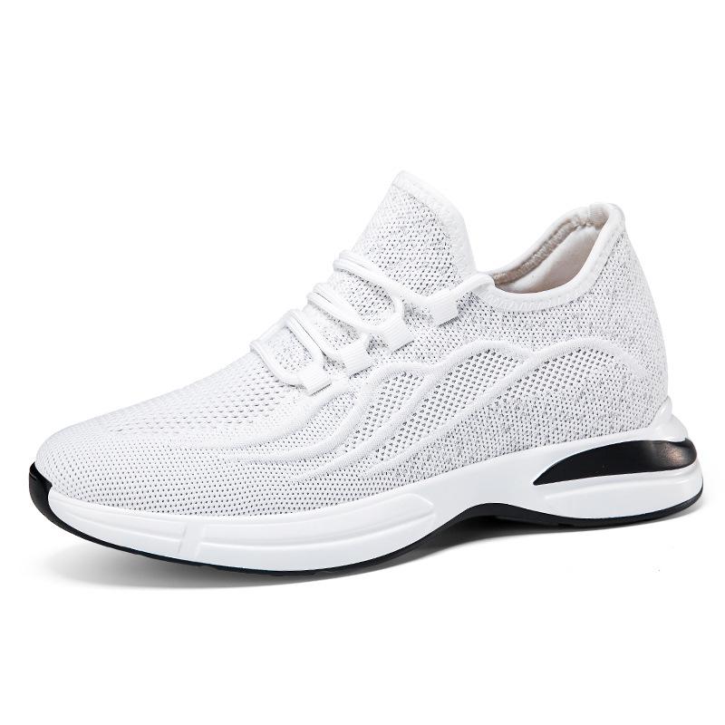 Men's Flyknit Height-Increasing Running Shoes - Breathable Mesh, Thick Sole, Low-Top, Spring/Summer Casual Sportswear.