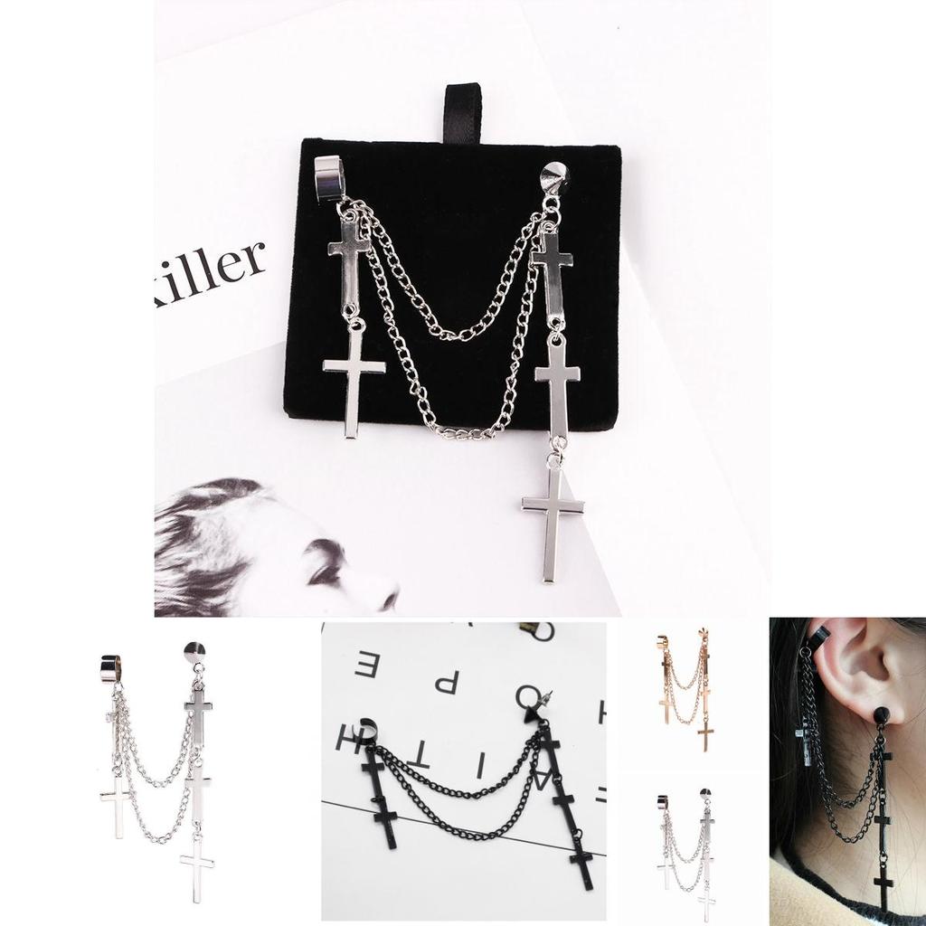 Punk Cross Drop Earrings With Alloy Metal For Womens Fashion Accessories