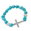 Adjustable Crosses Charm Elastic Bracelet Turquoise Beaded Jewelry for Versatile Styling Women Men