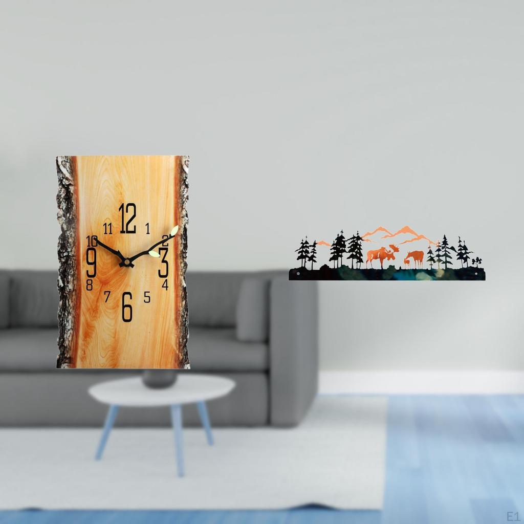Simulated Deer Tree Stump Wall Clock Sculpture with Arabic Numerals Silent for Housewarming Garden