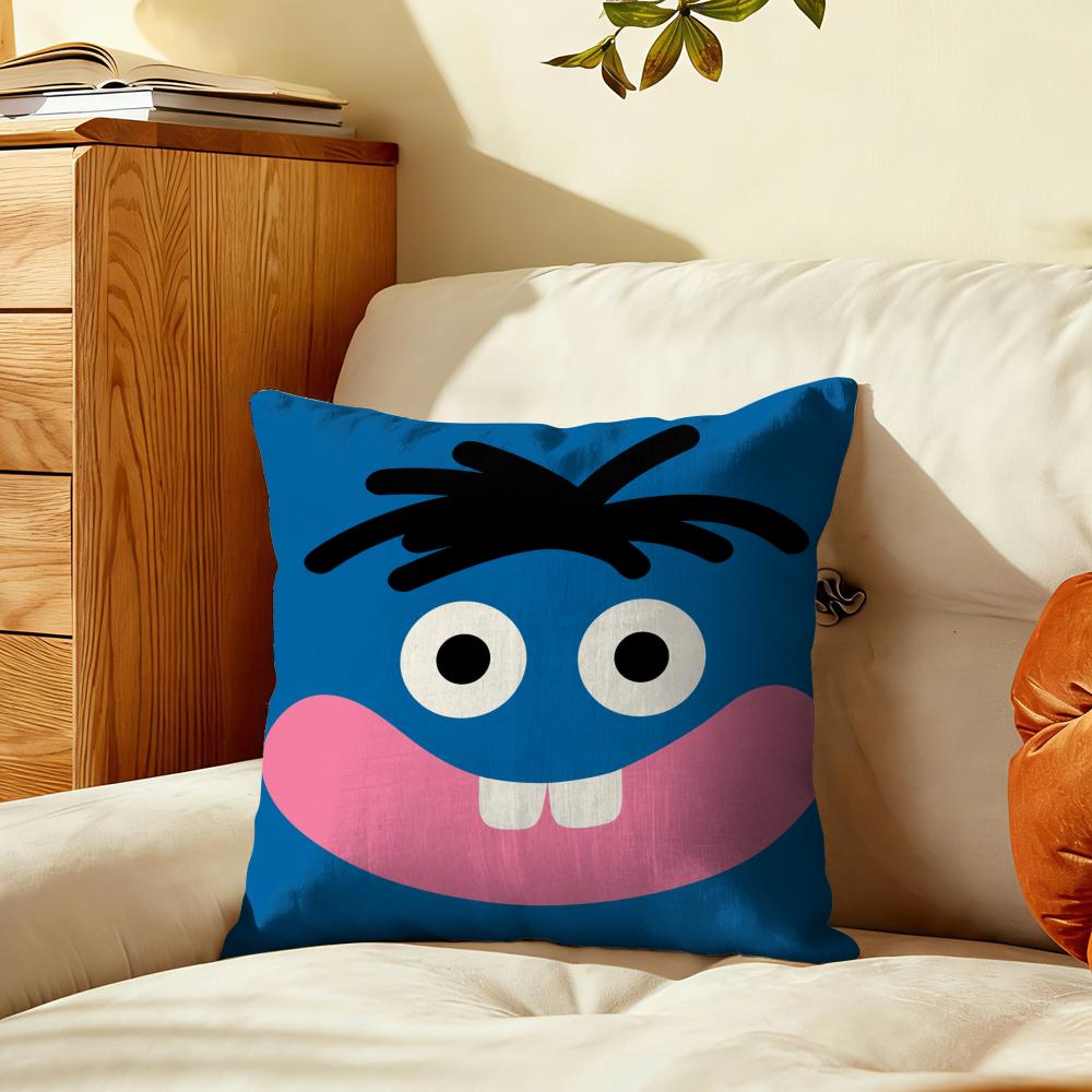Minimalist Cartoon Face Cushion Cover Plush Fabric Soft DoubleSided Printed Sofa Warm Winter Home Gift Pillow Cover