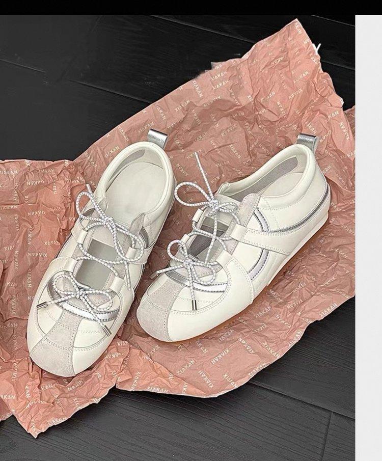 

Cowhide version, inner height increase 5cm German training shoes women s 2025 summer new Korean version ballet Mary Jane shoes lazy single shoes 35 белый