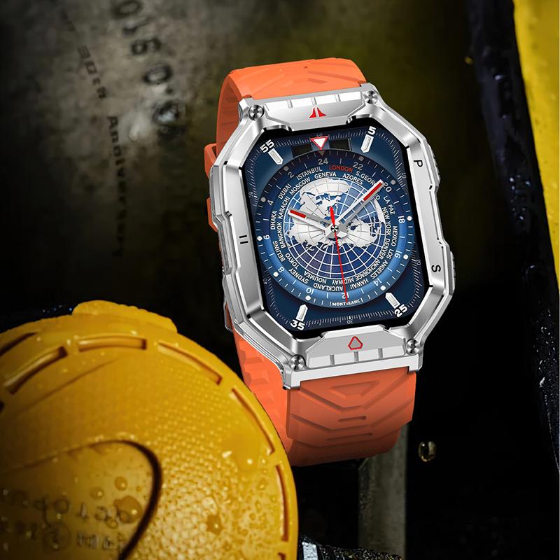 Rainbuvvy KR82 Smart Watch 2.1inch AMOLED Screen Bluetooth Call Altitude Barometric Compass Flashlight Outdoor Sports Watch