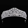Große Vintage Silber Farbe Braut Diademe Kronen Stirnband Kristall Strass Pageant Braut Haar Zubehör Perle Hochzeit Krone