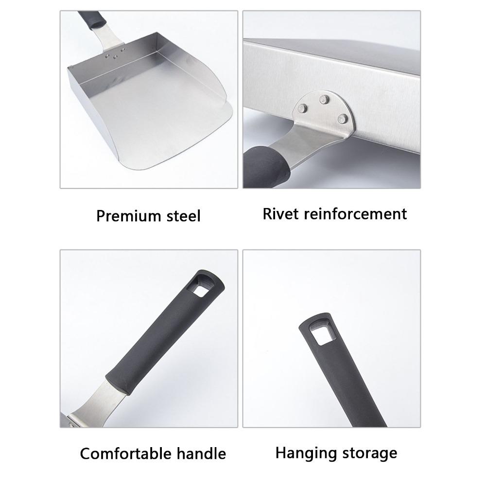 Food Mover Stainless Steel Griddle Scoop Large Heavy Duty Food Shovel Beveled Edges with Handle Griddle Spatula Stir Fry