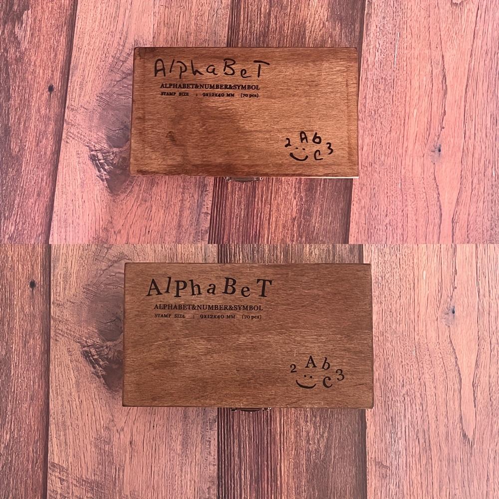 70 Pieces Creative Stationery Vintage Alphabet English Number Wooden Box DIY Hand Journal Decoration Stamp;