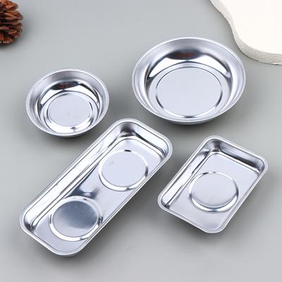 Stainless Steel Magnetic Parts Tray Dish for Screws Bolts Nuts Organization 4 Inch 6 Inch Rectangular Circular for Mechanics DIY