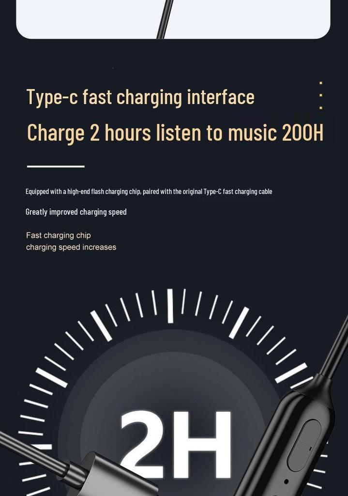 2026 Model Genuine Bluetooth Neckband Earphones: 200-Hour Battery, In-Ear Noise Cancellation, Perfect for Gaming and Sports.