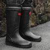 Men's High-Top Waterproof Non-Slip Rain Boots with Drawstring Long Tube Style