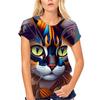 Damen T-Shirt Katze 3D-Druck Mode Straße Kurzarm Pullover Lässig Bequem Leicht Damen Kurzarm Top 6XL