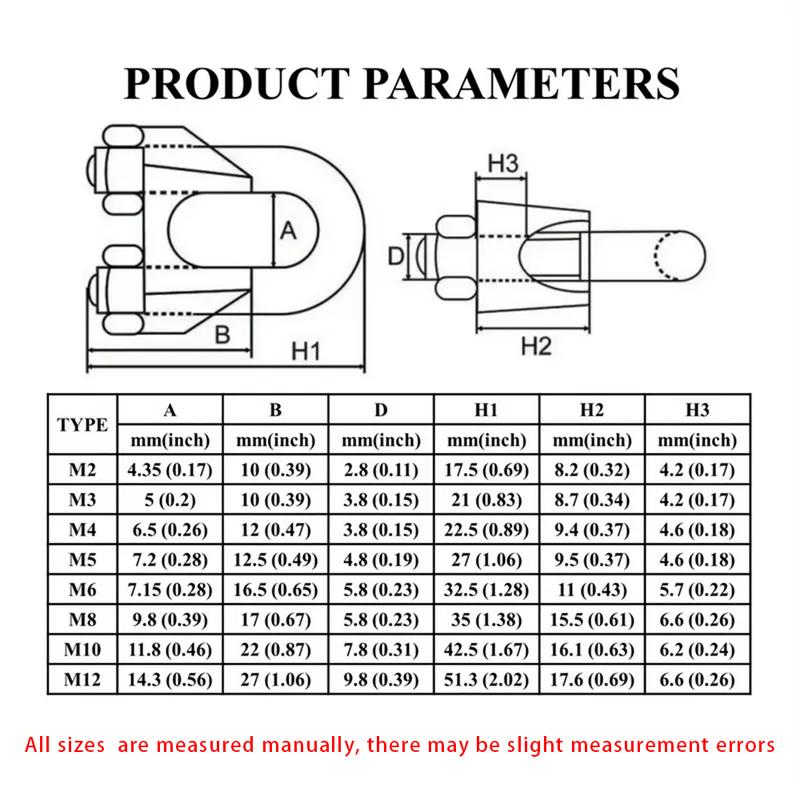 U-Shaped Cable Clips M2 M3 M4 M5 M6 M8 M10 Wire Clamp,Metal Clip,Hardware Rigging,Hardware Accessories,304 Stainless Steel