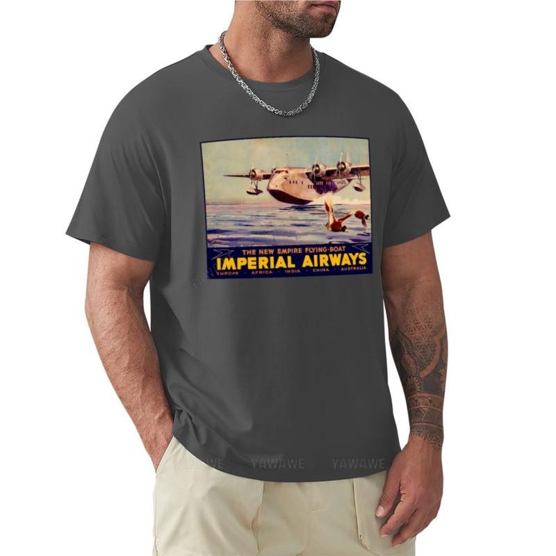 IMPERIAL AIRWAYS : Flugboot Reise Werbung Druck T-Shirt schwarzes T-Shirt Grafik T-Shirt Kleidung für Männer
