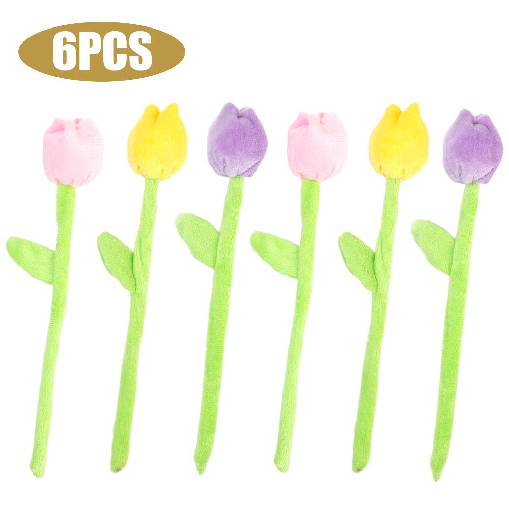 Tulip Flowers Plush Ornaments Electric Vehicle Rearview Mirror Decoration Tulip Ornaments Flexible DIY Decorative Accessories
