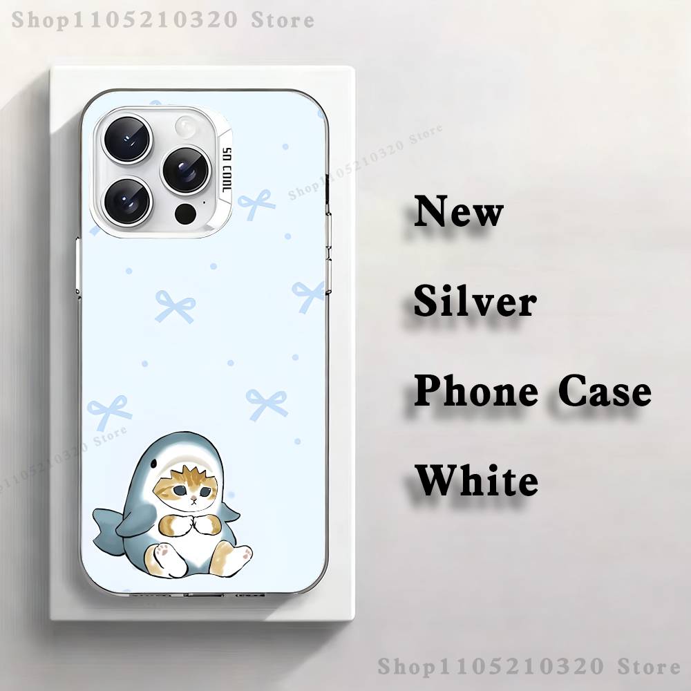 Cute Cat Shark Phone Case For iPhone 17,16,15,14,13,12,11,Pro,Max,Plus,E,Air,Mini White Tpu Cover