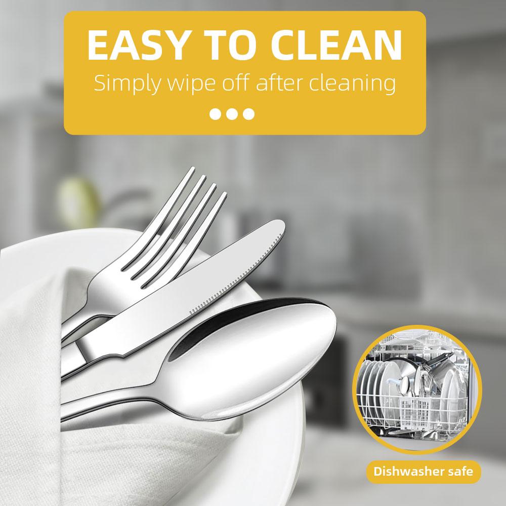 60Pcs Dinnerware Set Cutlery Set Stainless Steel Flatware Cake Fruit Fork Tea Spoon Kitchen Knife Fork Spoon Tableware Set