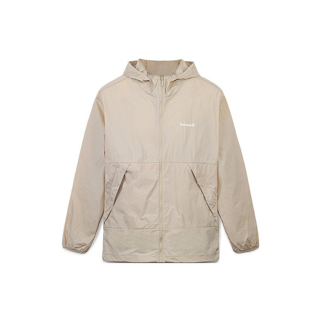 Timberland Solid Color Sun Protection Cool Feel Water Resistant Hooded Jacket Men Jacket Light-Beige A66F3-071
