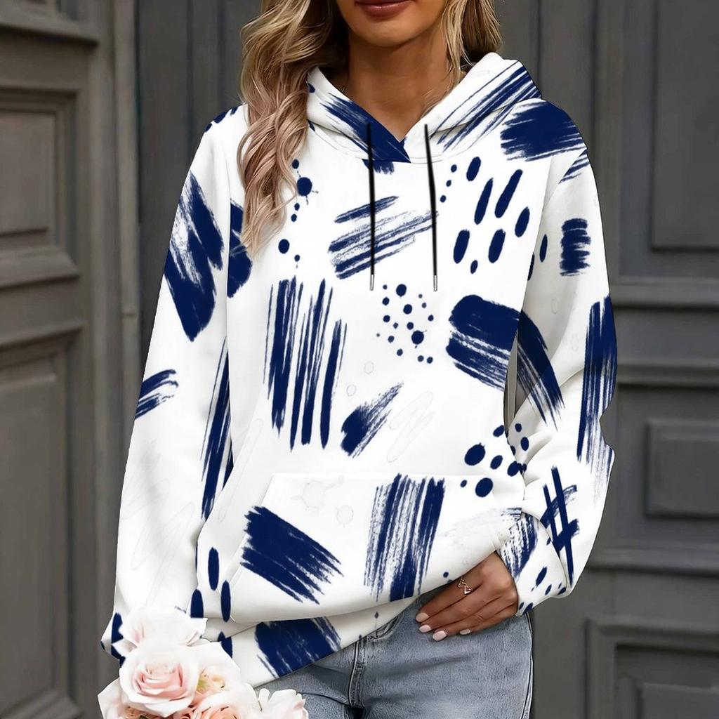 Women s Plus Size Swirl Gradient Printed Hoodie Long Sleeve Drawstring Kangaroo Pocket Pullover