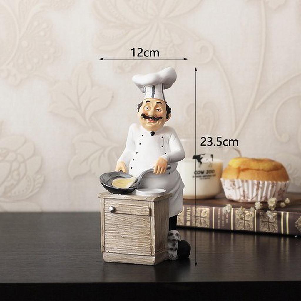 Restaurant Resin Decor - Chef Figurine & Bar Ornaments for Cafe, Commercial Kitchen Decorations Durable Resin Craft