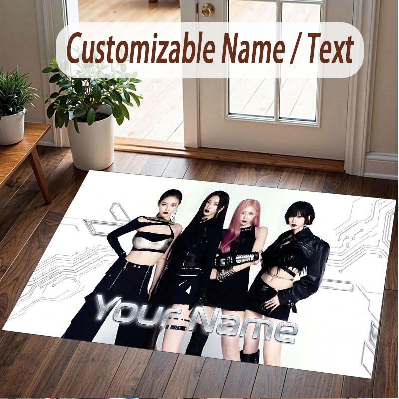 Custom Name Crystal Velvet Rug,aespa Comfortable Anti Slip Floor Mat For Room Decoration