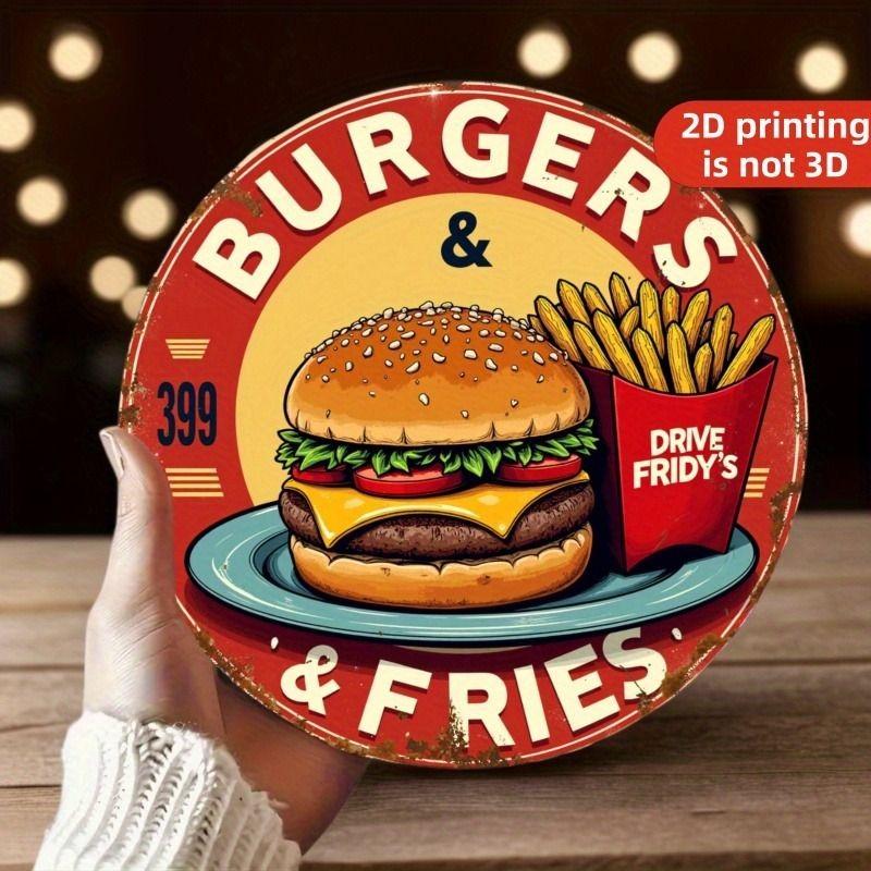 2D Flat Hanging Decorative Metal Sign Hand Painted Art