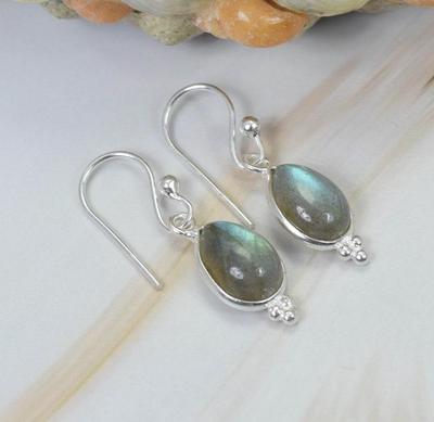 Solid 925 Sterling Silver Ring, Labradorite Earring, Boho Designer Earring, Birthstone Earring