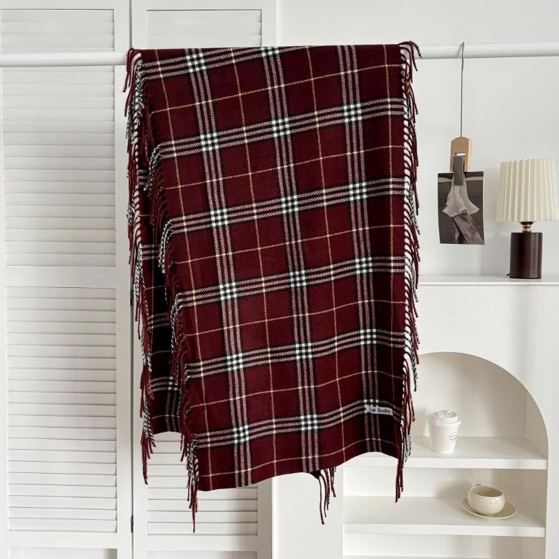 

Двусторонний клетчатый шарф атмосфера теплый шарф женский зимний универсальный четырехсторонний маст-хэв имитация кашемирового шарфа 175x50cm