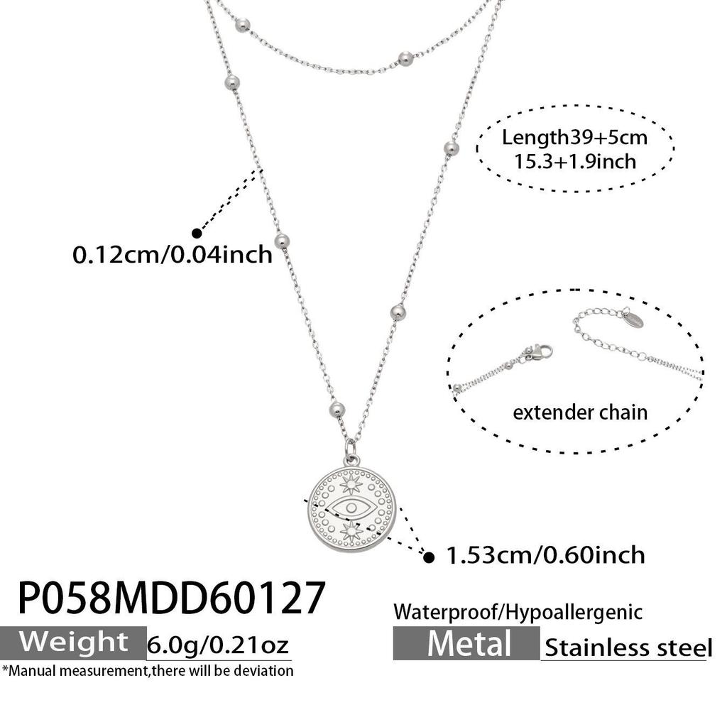 18K Gold Plated Evil Eye Double Layer Necklace with Simple Design