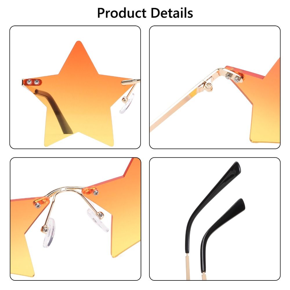 UV400 Eyewear Party Sun Glasses Rimless Star Shape Sunglasses Pentagram Sunglasses