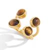 Yori Stainless Steel Tiger's Eye Double-Layer Opening Ring 18K Gold Color PVD Plated Charm Finger Fashion Jewelry Wholesale