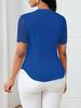 Women's Summer V-neck Embroidered Hollow Short-sleeve Shirt