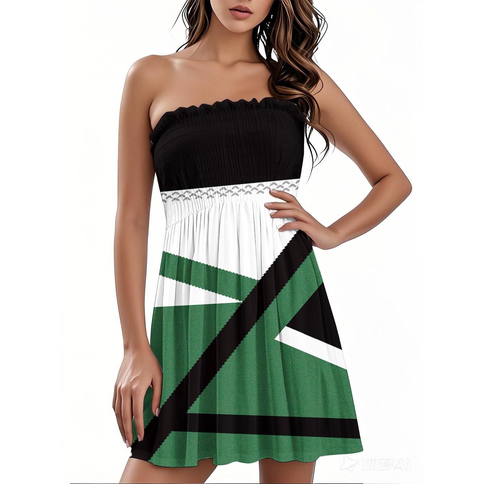 

Модное женское повседневное платье-бандо с цветочным принтом без рукавов XL