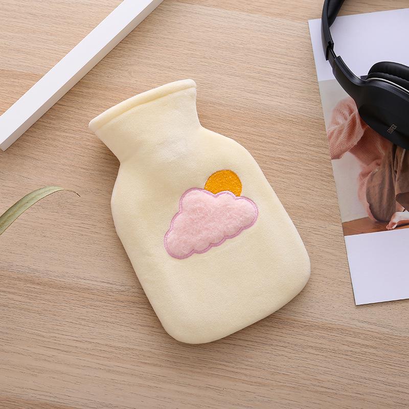 2Pcs In 1 Portable Water Hot Water Bottle Cute Cartoon Warm Handbags Children Flush Small Warm Palace Velvet Warm Water Bag