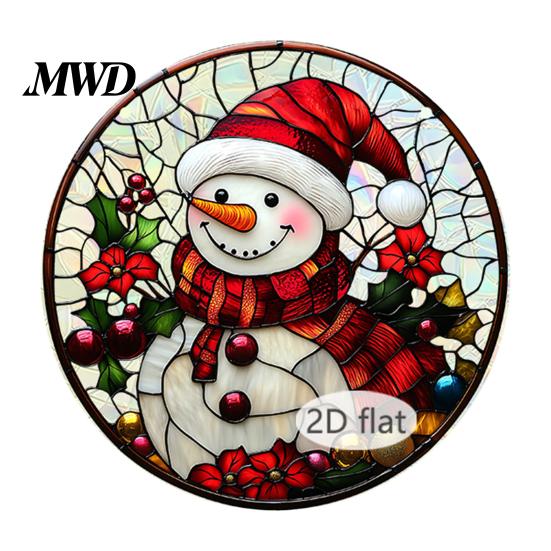 Decorative Chains for Hanging Ornaments Christmas Acrylic Window Decor, 2D Holographic Stained Glass Art Ornament with Metal Chain, Double-sided