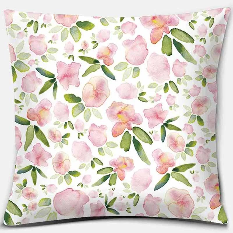 Taie d'oreiller carrée imprimée rose, housse de coussin de canapé, décoration de la maison, voiture
