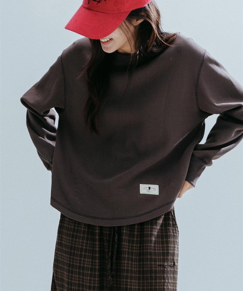 ANNEHEARTS Glen Check Wide Easy Pants_Brown