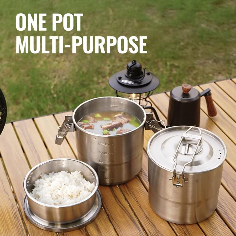 Light weight Outdoor Cooking Stainless Steel Camping Pot Multifunctional For Campers And Adventurers